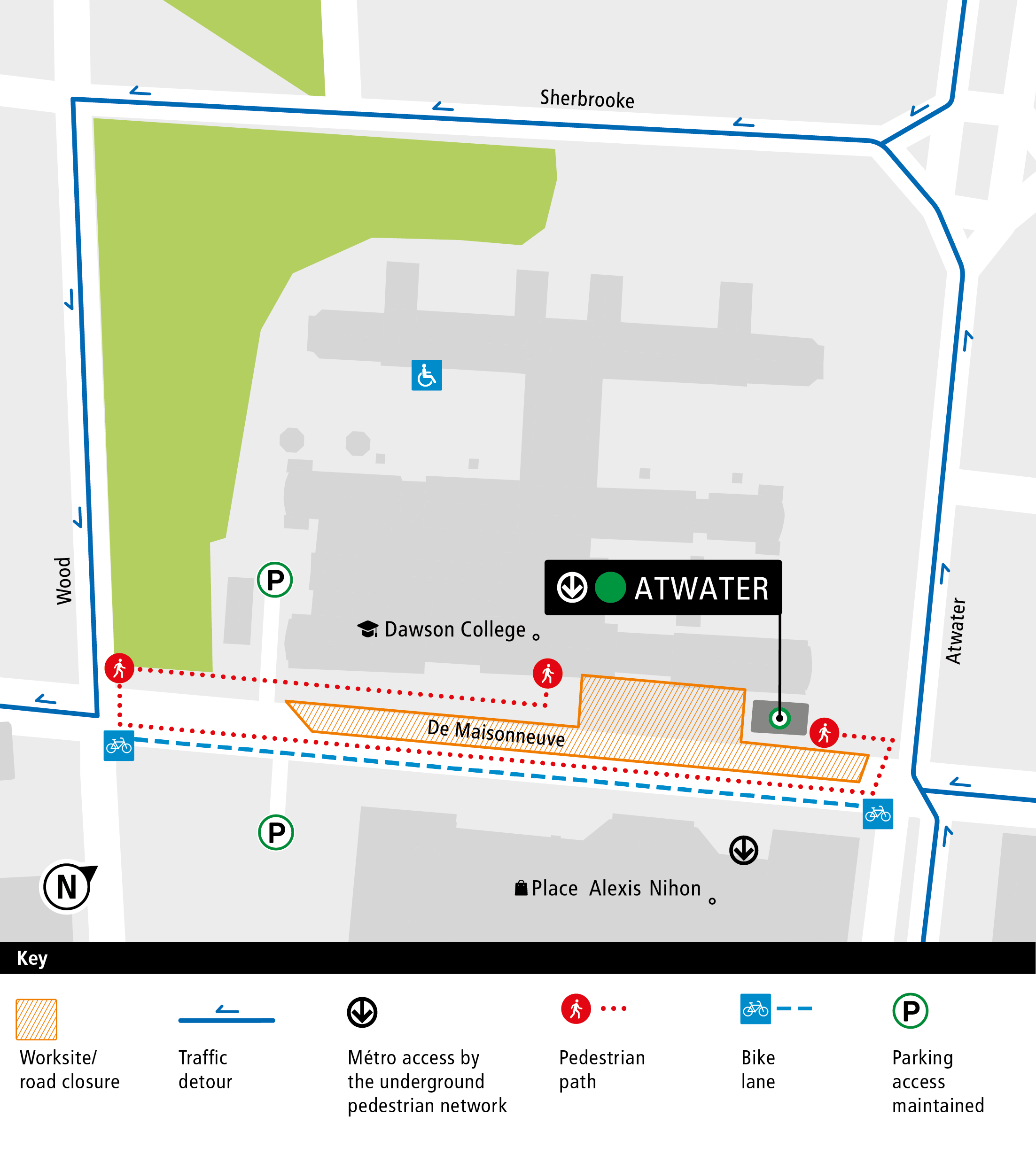 De Maisonneuve Boulevard Construction Map 2019-2021 English